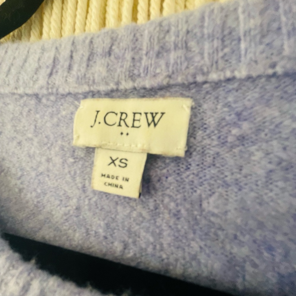 J. Crew Cotton Blend Lavender Periwinkle XS Crewneck Sweater Coverup Spring Airy - Picture 2 of 3